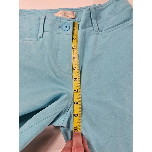 Talbots 2p PETITE curvy stretch vivid blue Capri career casual * - Picture 8 of 9